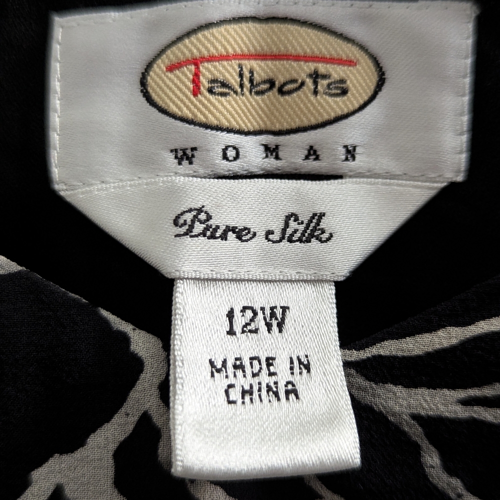 Talbots Pure Silk Monochrome Floral Maxi Dress Size 12 - Picture 2 of 4